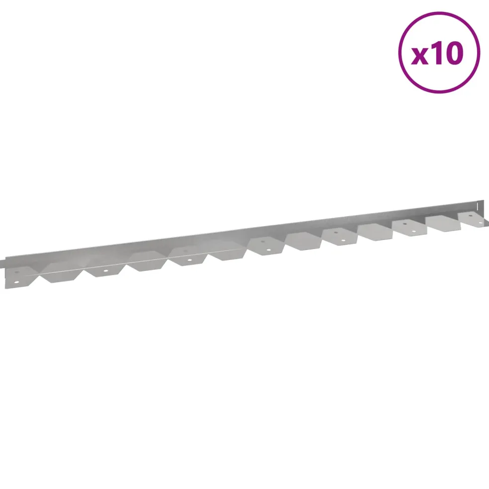 vidaXL Gazonrand 10 st 102 x 4 x 4 cm Staal Wit