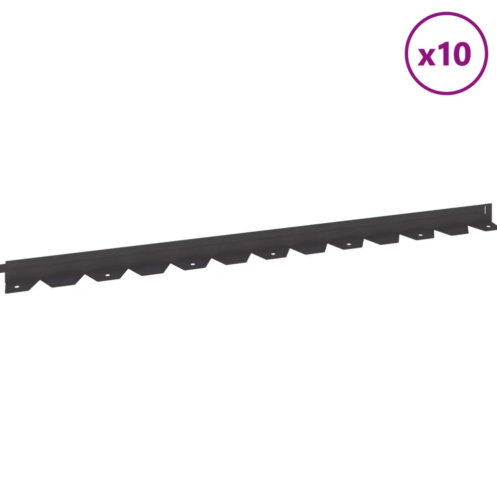 vidaXL Gazonrand 10 st 102 x 4 x 4 cm Staal Zwart