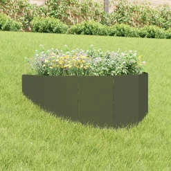 vidaXL Gazonrand 100 x 45 cm Staal Olijfgroen