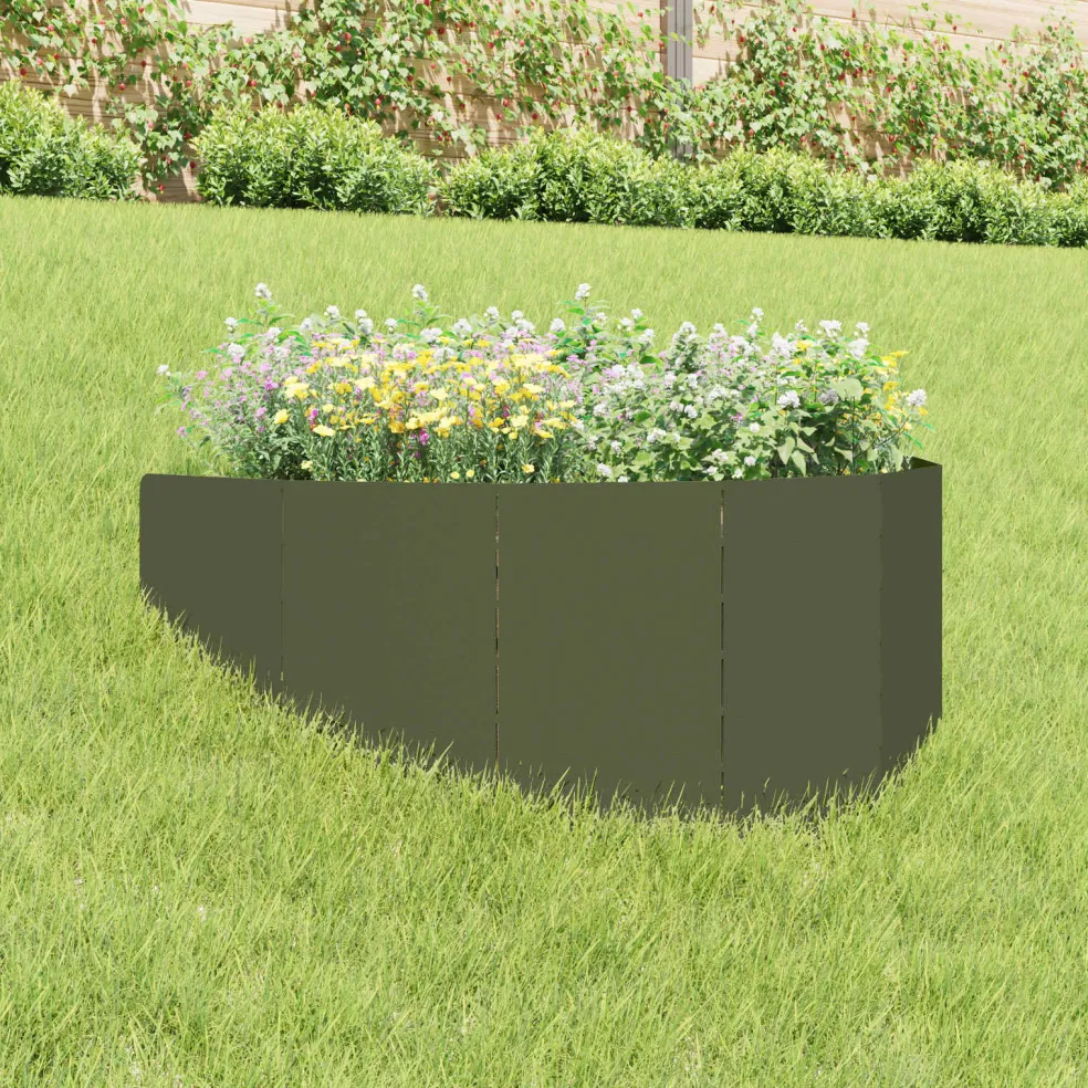 vidaXL Gazonrand 100 x 45 cm Staal Olijfgroen