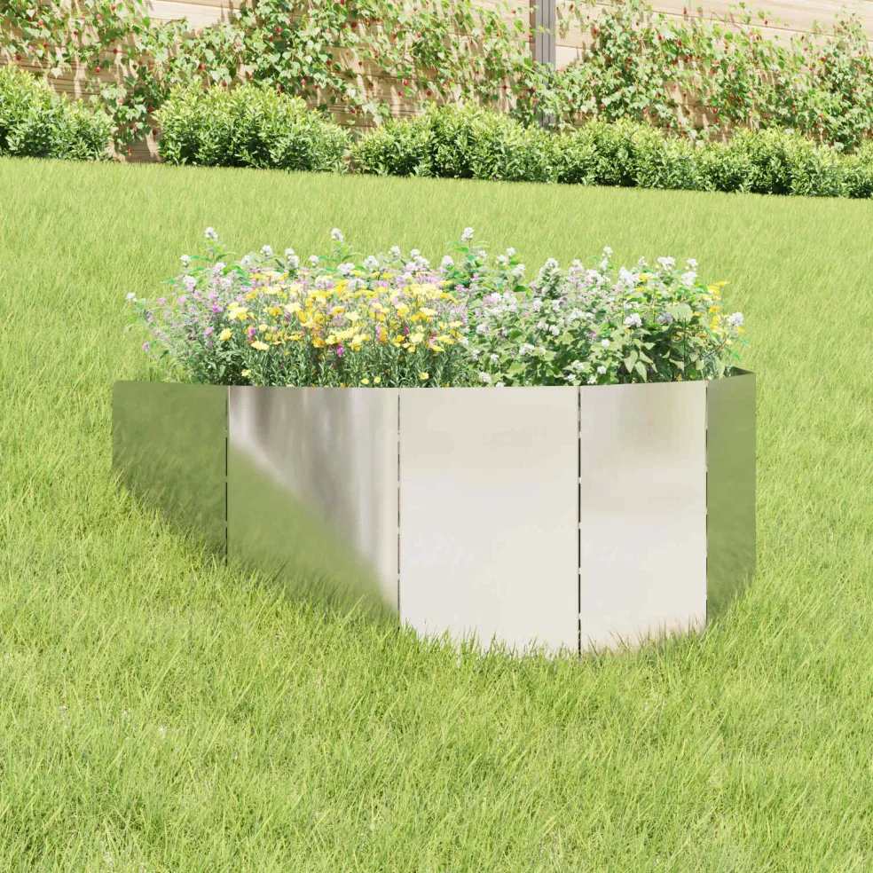 vidaXL Gazonrand 100 x 45 cm Staal Zilverkleurig