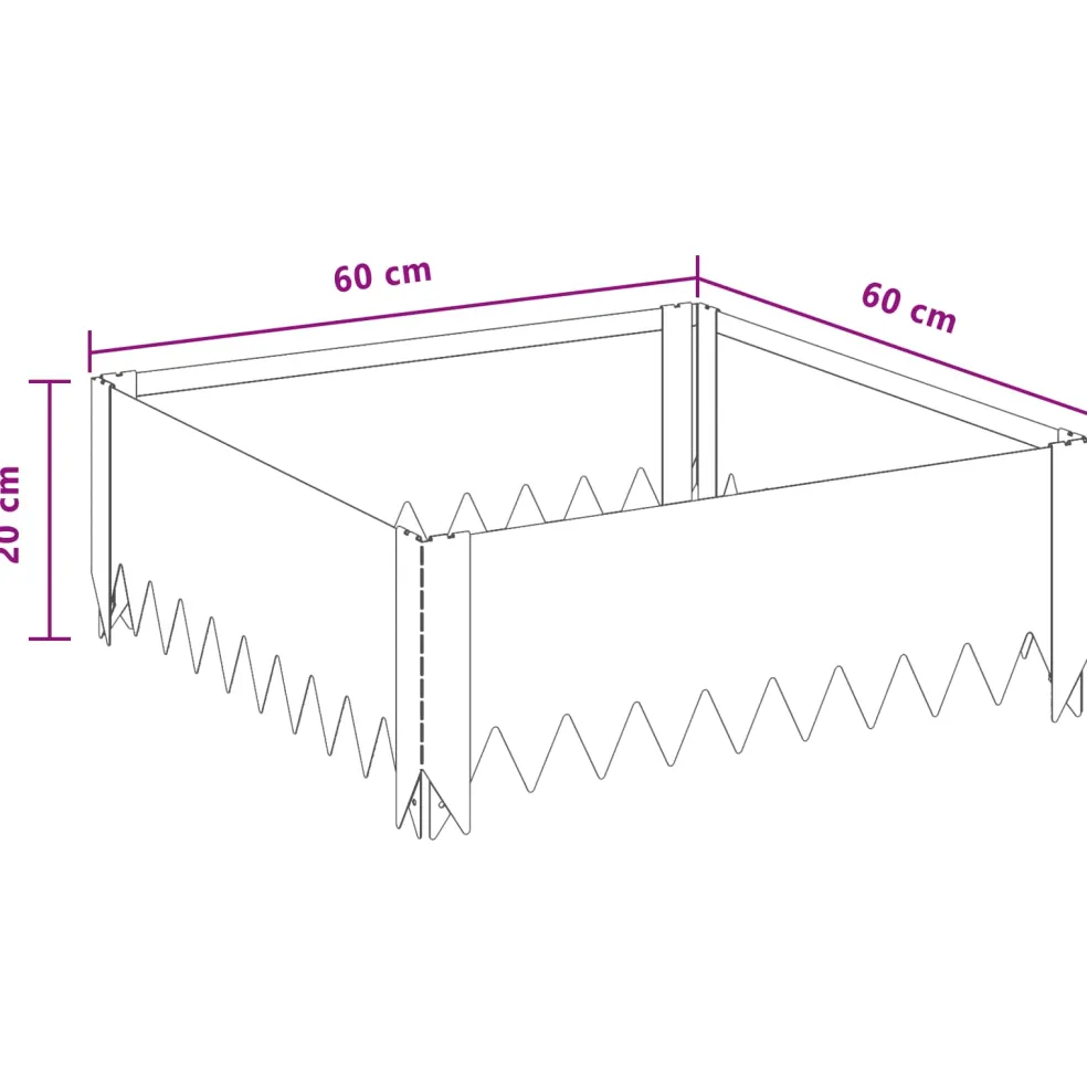 vidaXL Gazonrand 60 x 60 x 20 cm Staal Roestig