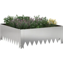 vidaXL Gazonrand 60 x 60 x 20 cm Staal Zilverkleurig