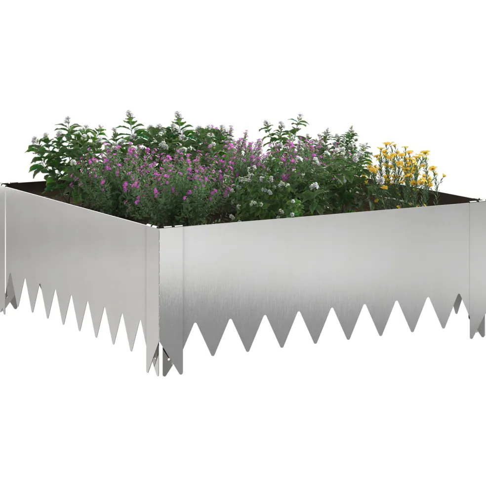 vidaXL Gazonrand 60 x 60 x 20 cm Staal Zilverkleurig