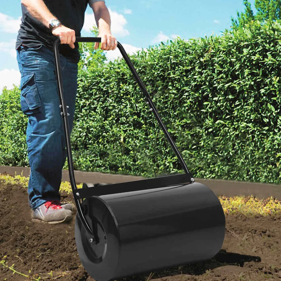 vidaXL Gazonroller 50 L 63 cm zwart