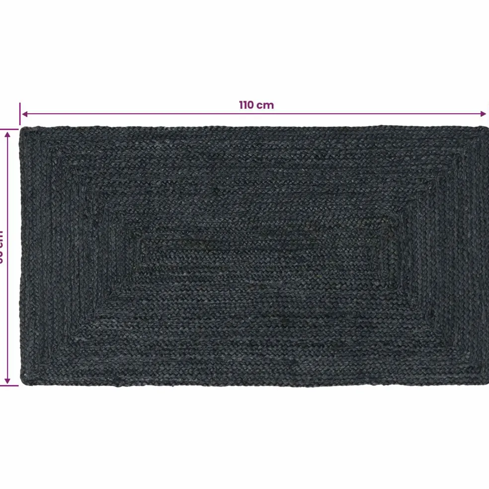 vidaXL Gebied Tapijt Donkergrijs 60 x 110 cm Jute