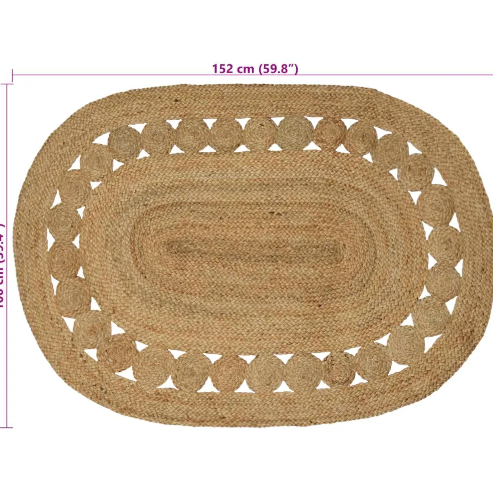vidaXL Gebied Tapijt Naturel 100 x 152 cm Jute