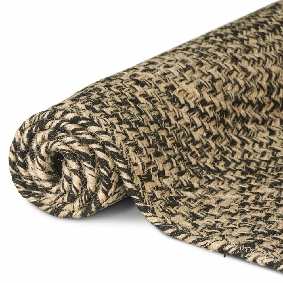vidaXL Gebied Tapijt Naturel en Zwart 60 x 200 cm Jute