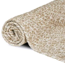 vidaXL Gebied Tapijt Natuurlijk en Wit 60 x 250 cm Jute