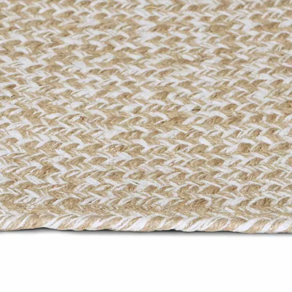 vidaXL Gebied Tapijt Natuurlijk en Wit 60 x 250 cm Jute