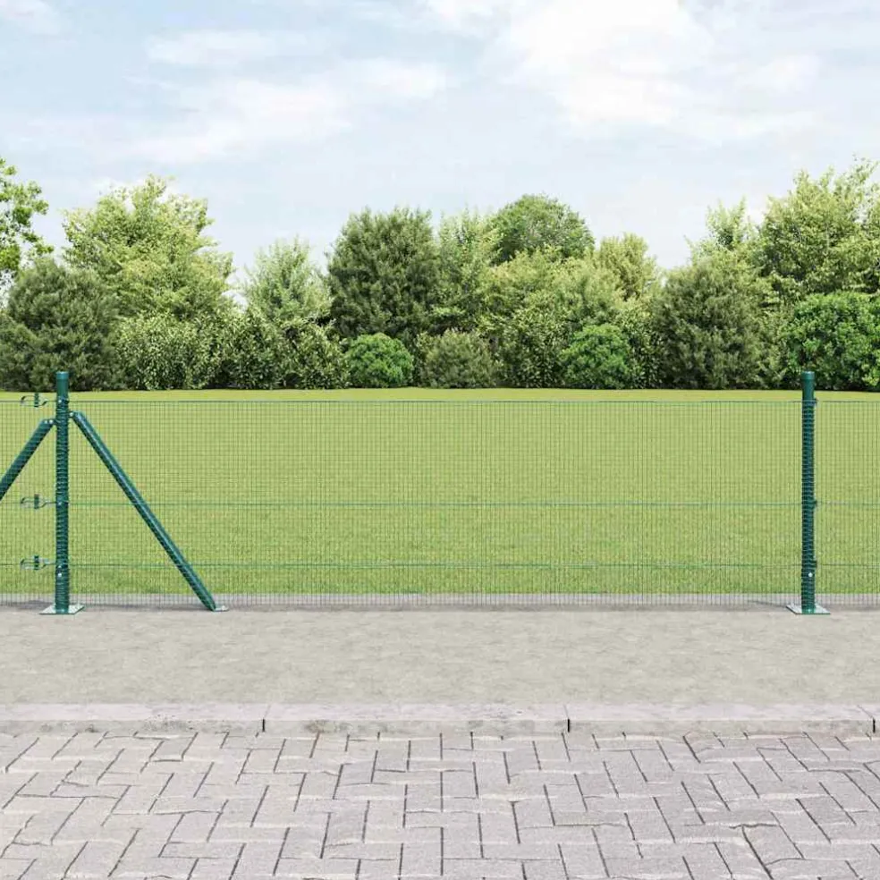 vidaXL gelast draadhek met betonnen voetstuk 10 x 0,4 m Groen Mesh