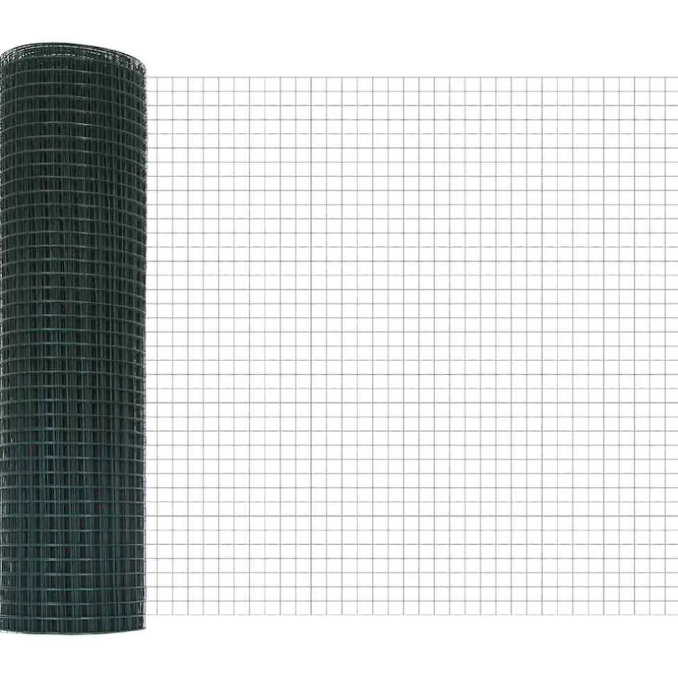 vidaXL gelast draadhek met betonnen voetstuk 10 x 0,4 m Groen Mesh