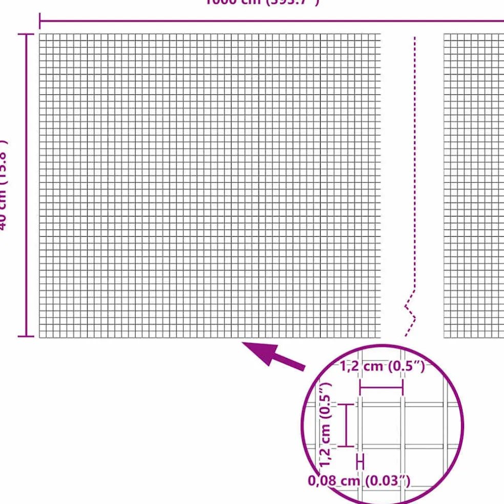 vidaXL gelast draadhek met betonnen voetstuk 10 x 0,4 m Groen Mesh