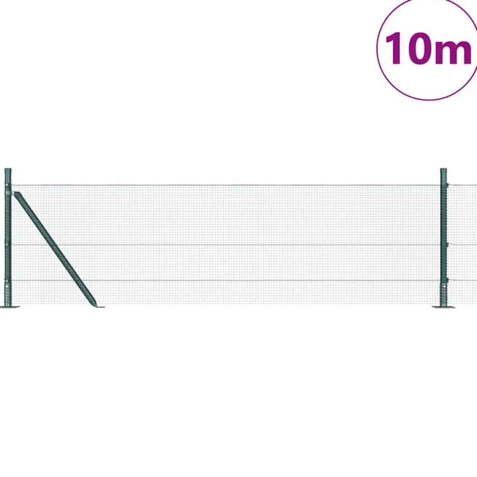 vidaXL gelast draadhek met betonnen voetstuk 10 x 0,4 m Groen Mesh