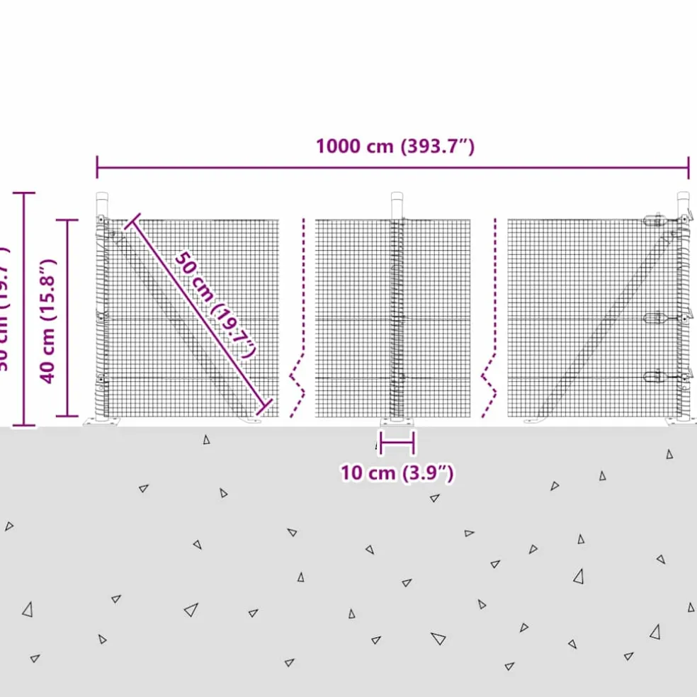 vidaXL gelast draadhek met betonnen voetstuk 10 x 0,4 m Groen Mesh