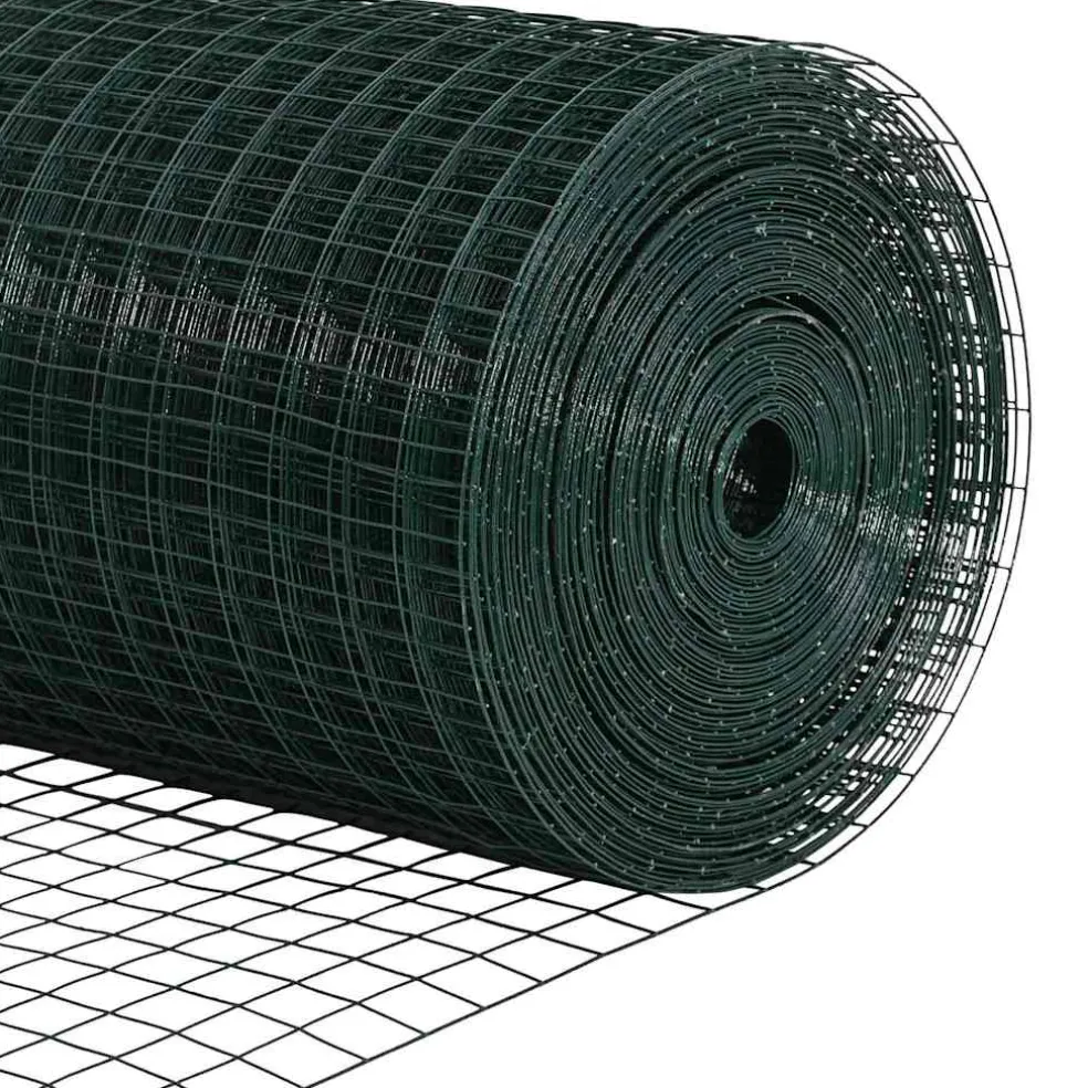 vidaXL gelast draadhek met betonnen voetstuk 10 x 0,4 m Groen Mesh