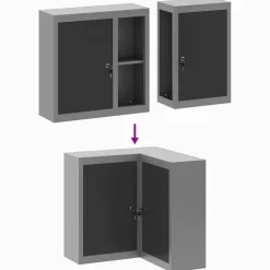 vidaXL Gereedschapskast met plank Zwart en Grijs 55 x 55 x 55 cm Staal