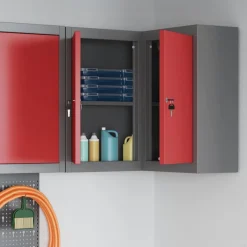 vidaXL Gereedschapskast met plank Rood en Grijs 55 x 55 x 55 cm Staal