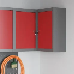 vidaXL Gereedschapskast met plank Rood en Grijs 55 x 55 x 55 cm Staal