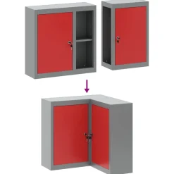 vidaXL Gereedschapskast met plank Rood en Grijs 55 x 55 x 55 cm Staal