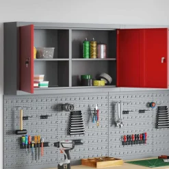 vidaXL Gereedschapskast met plank Zwart en Grijs 50 x 20 x 55 cm Staal