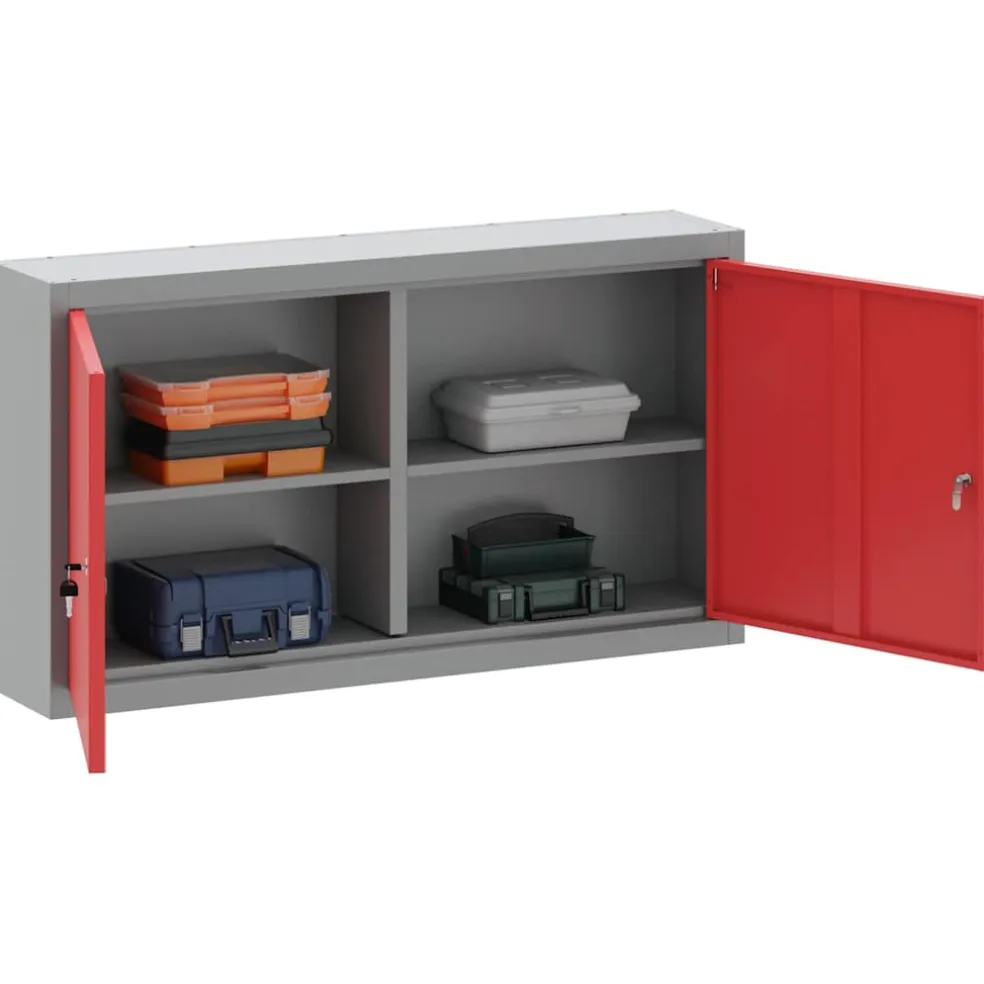 vidaXL Gereedschapskast met plank Zwart en Grijs 50 x 20 x 55 cm Staal