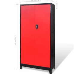 vidaXL Gereedschapskast met kist 90x40x180 cm staal rood en zwart
