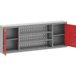vidaXL Gereedschapskast met plank Rood en Grijs 150 x 20 x 55 cm Staal