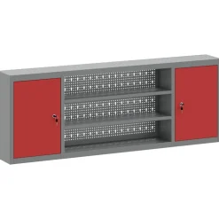 vidaXL Gereedschapskast met plank Rood en Grijs 150 x 20 x 55 cm Staal