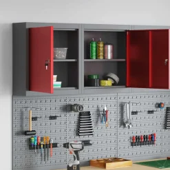 vidaXL Gereedschapskast met plank Rood en Grijs 50 x 20 x 55 cm Staal