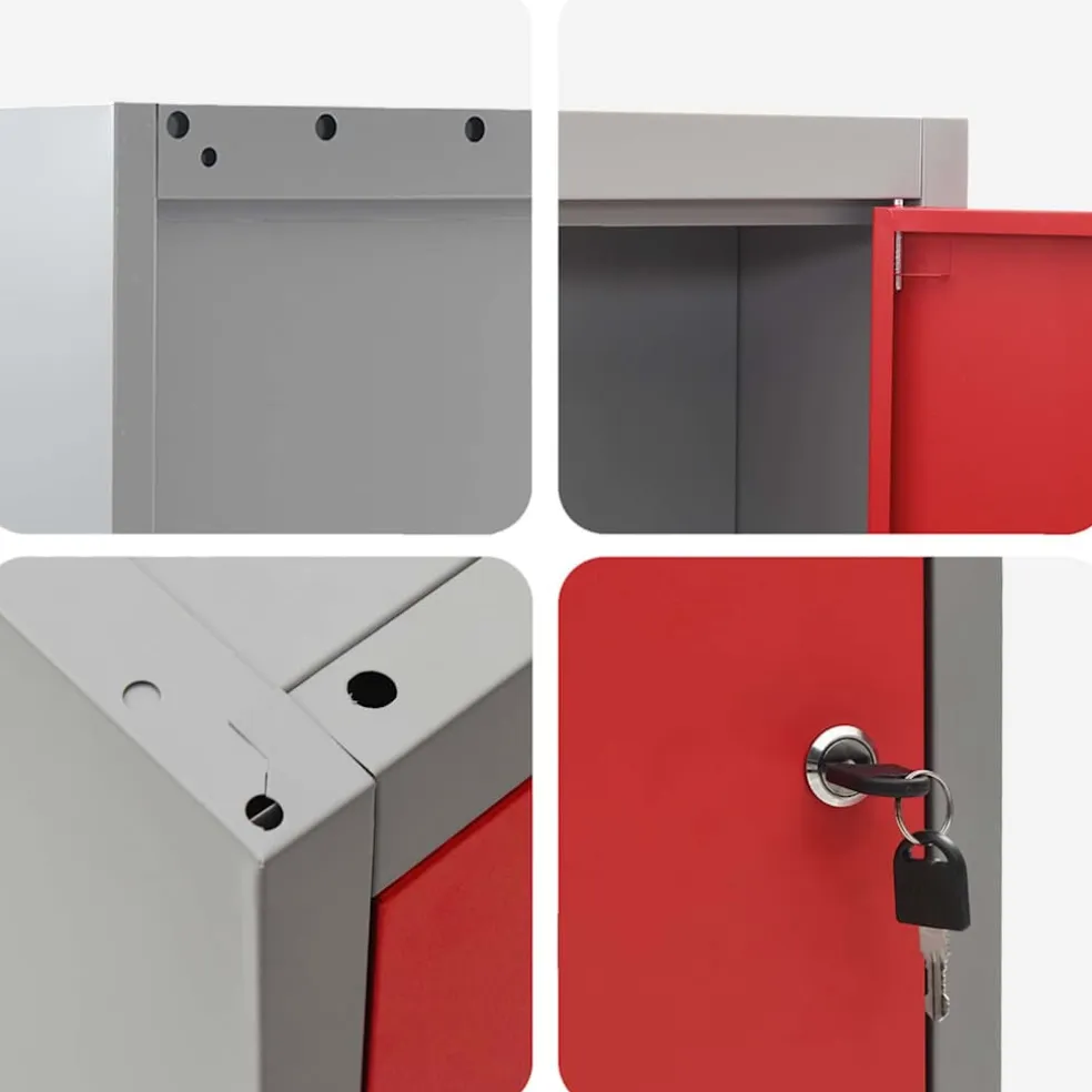 vidaXL Gereedschapskast met plank Rood en Grijs 50 x 20 x 55 cm Staal