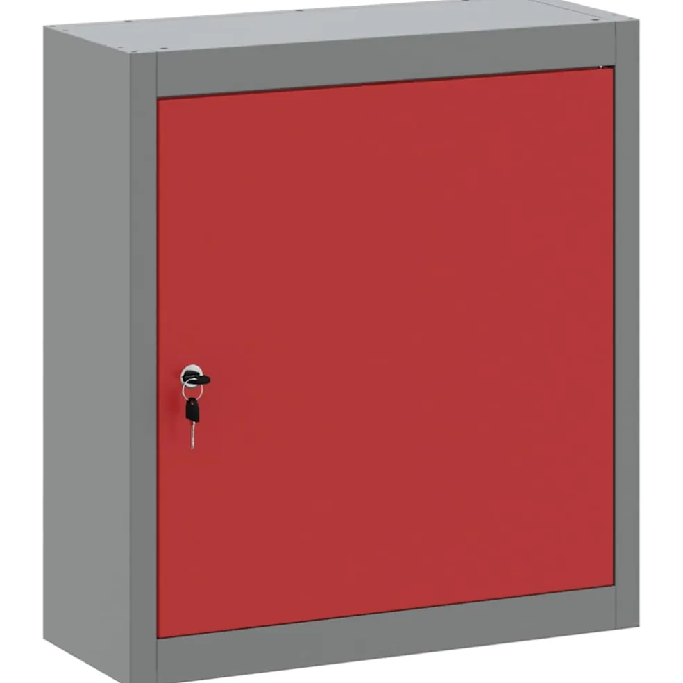 vidaXL Gereedschapskast met plank Rood en Grijs 50 x 20 x 55 cm Staal