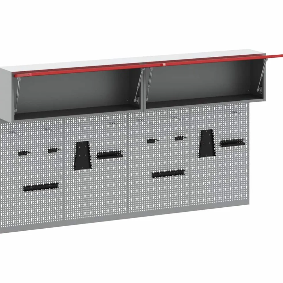vidaXL Gereedschapskast set met plank 6 st Rood Gepoedercoat staal