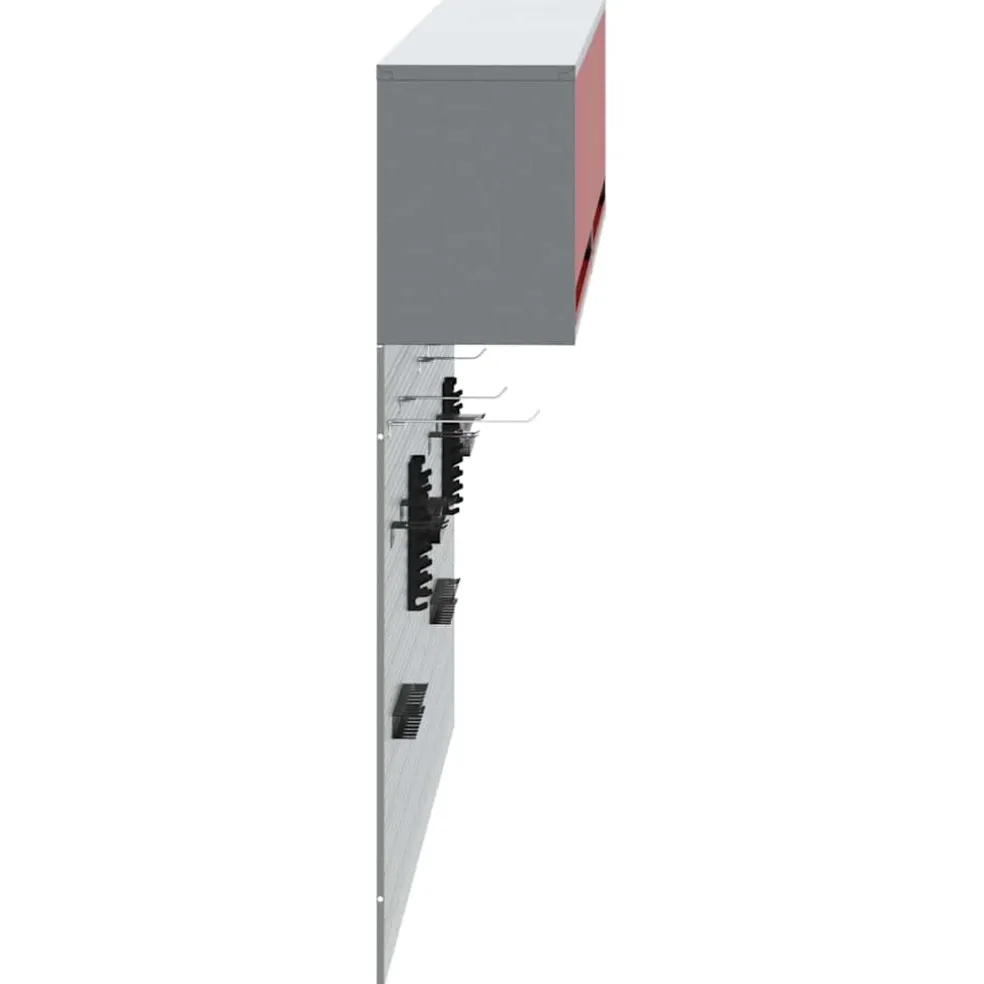 vidaXL Gereedschapskast set met plank 6 st Rood Gepoedercoat staal