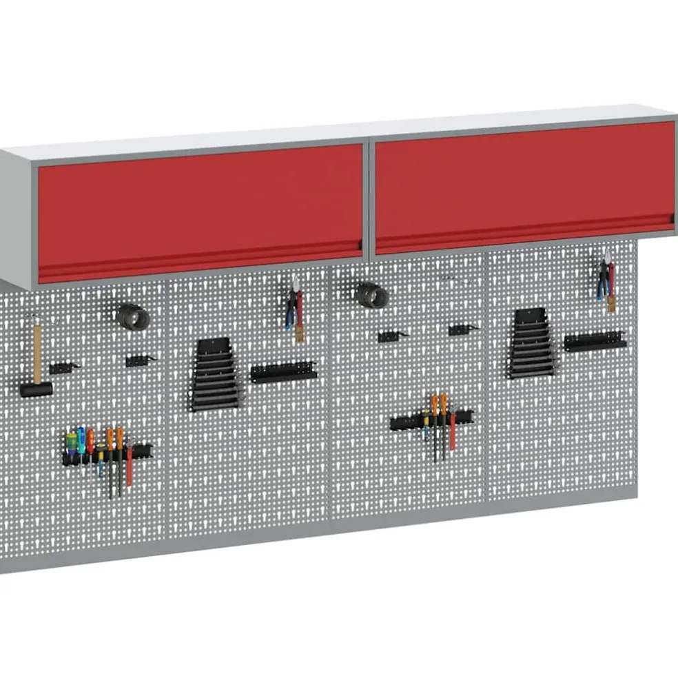 vidaXL Gereedschapskast set met plank 6 st Rood Gepoedercoat staal