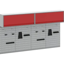 vidaXL Gereedschapskast set met plank 6 st Rood Gepoedercoat staal