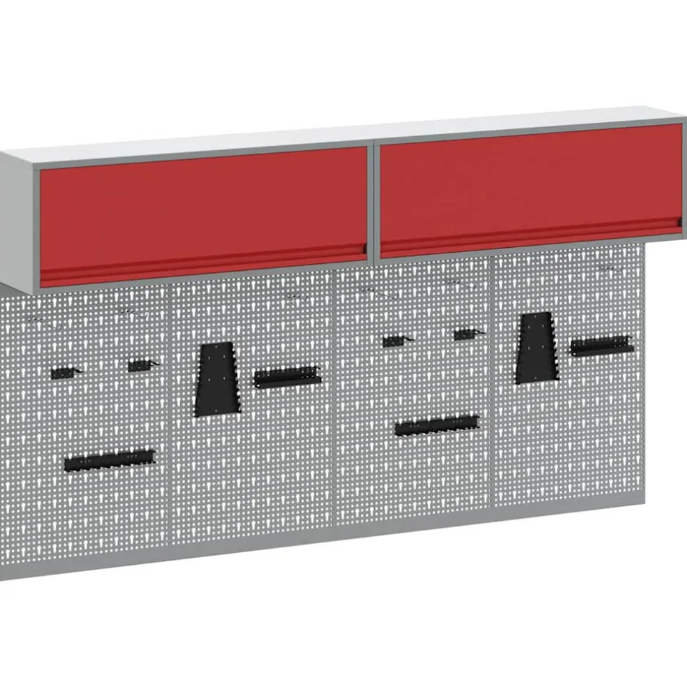 vidaXL Gereedschapskast set met plank 6 st Rood Gepoedercoat staal