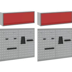 vidaXL Gereedschapskast set met plank 6 st Rood Gepoedercoat staal