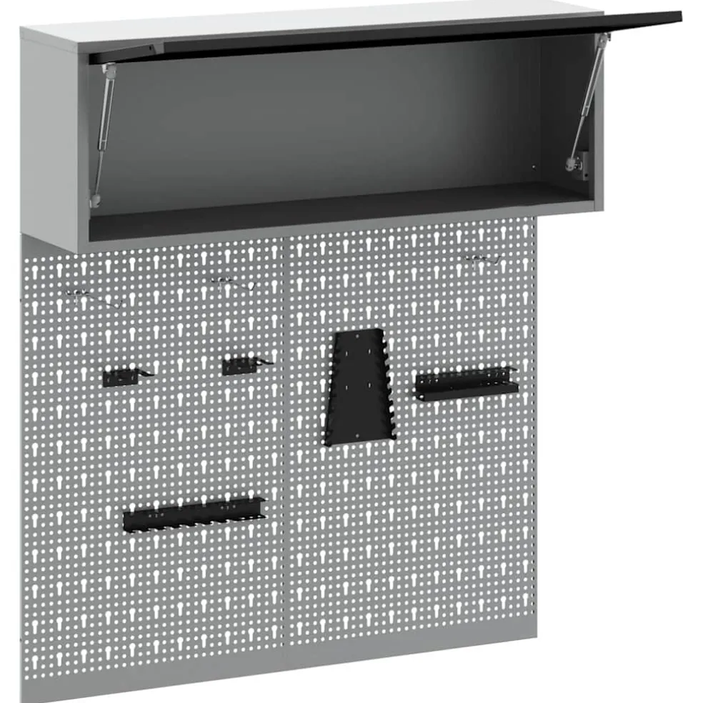 vidaXL Gereedschapskast set met plank 3 st Zwart Gepoedercoat staal