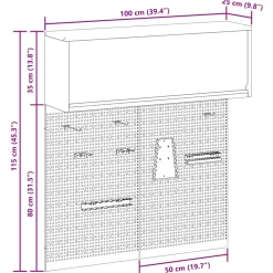 vidaXL Gereedschapskast set met plank 3 st Zwart Gepoedercoat staal