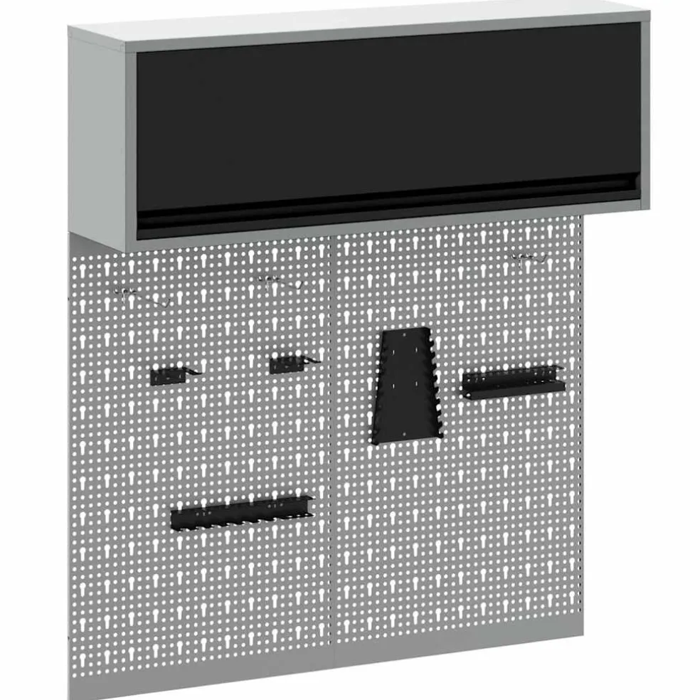 vidaXL Gereedschapskast set met plank 3 st Zwart Gepoedercoat staal