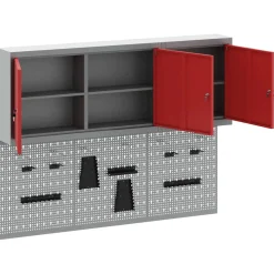 vidaXL Gereedschapskast set met plank 5 st Rood Gepoedercoat staal