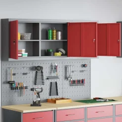 vidaXL Gereedschapskast set met plank 5 st Rood Gepoedercoat staal