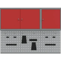 vidaXL Gereedschapskast set met plank 5 st Rood Gepoedercoat staal