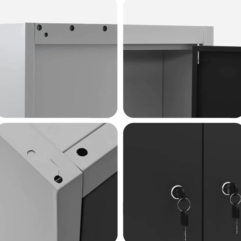 vidaXL Gereedschapskast set met plank 3 st Zwart Gepoedercoat staal