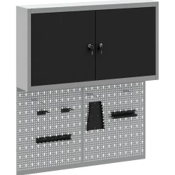 vidaXL Gereedschapskast set met plank 3 st Zwart Gepoedercoat staal