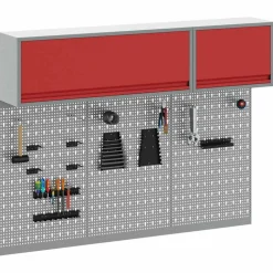 vidaXL Gereedschapskast set met plank 5 st Rood Gepoedercoat staal