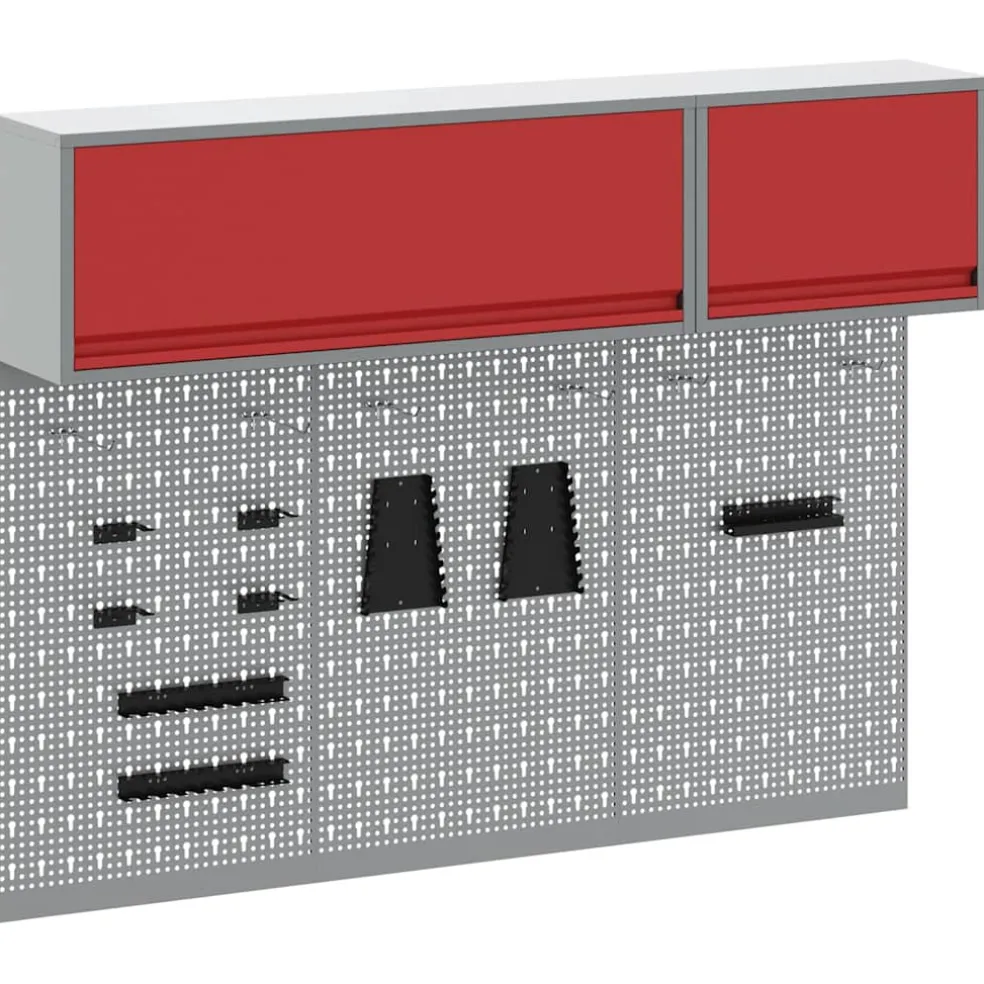 vidaXL Gereedschapskast set met plank 5 st Rood Gepoedercoat staal