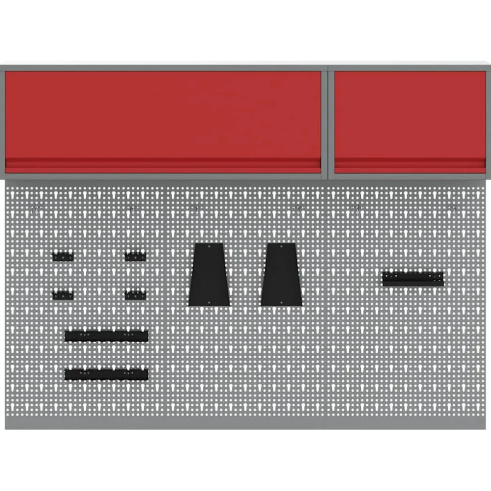 vidaXL Gereedschapskast set met plank 5 st Rood Gepoedercoat staal