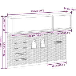 vidaXL Gereedschapskast set met plank 5 st Rood Gepoedercoat staal